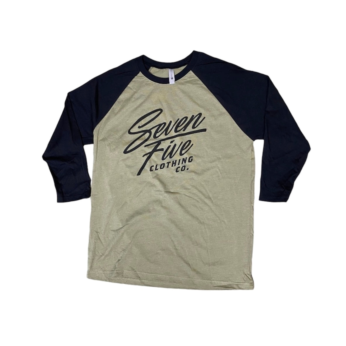 Seven Five Script Baseball tee - Mil Green/Black - 7Five Clothing Co.