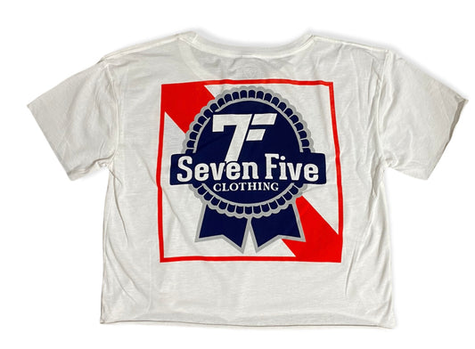 7Five PBR Crop Tee - White - 7Five Clothing Co.